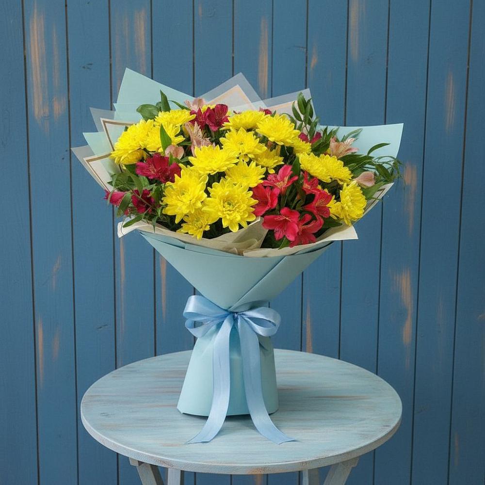 Букет цветов из: Альстромерии и Хризантемы в Ханты-Мансийске