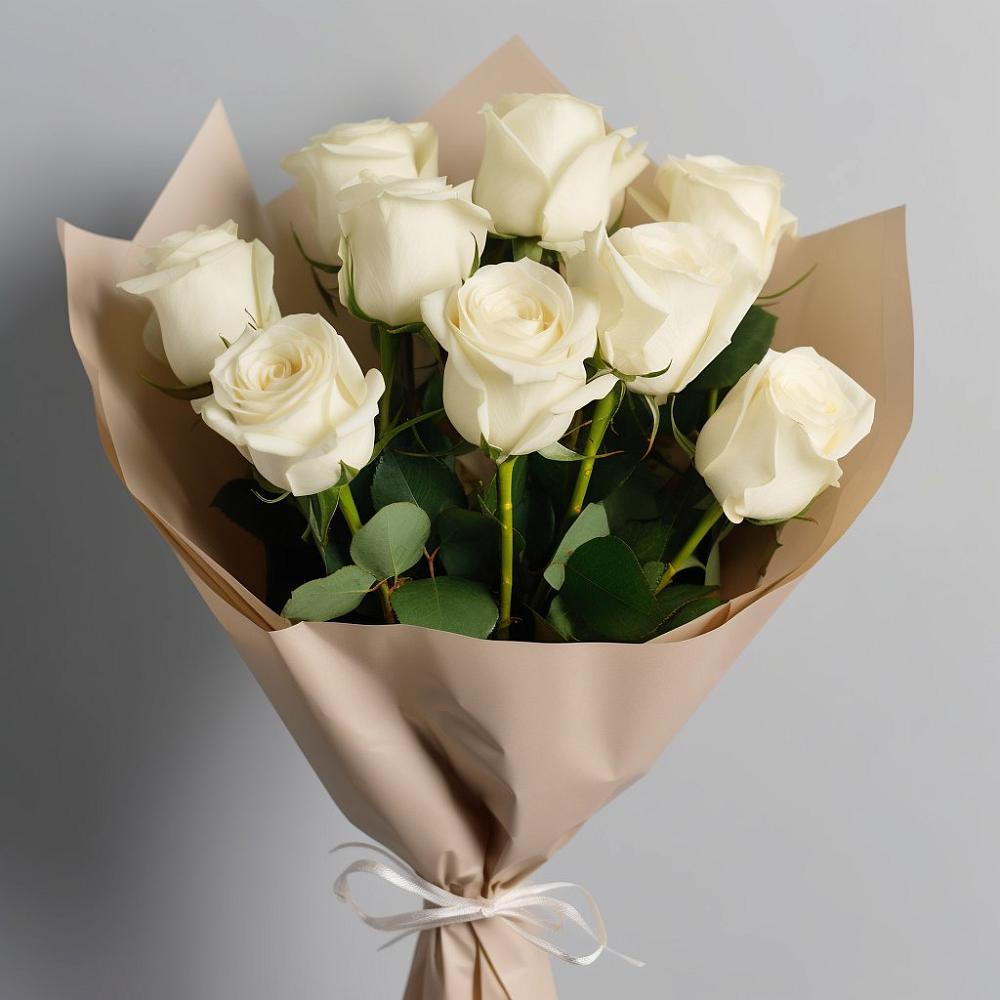 Букет 9 Белых роз Эдлесс Лав в Ханты-Мансийске