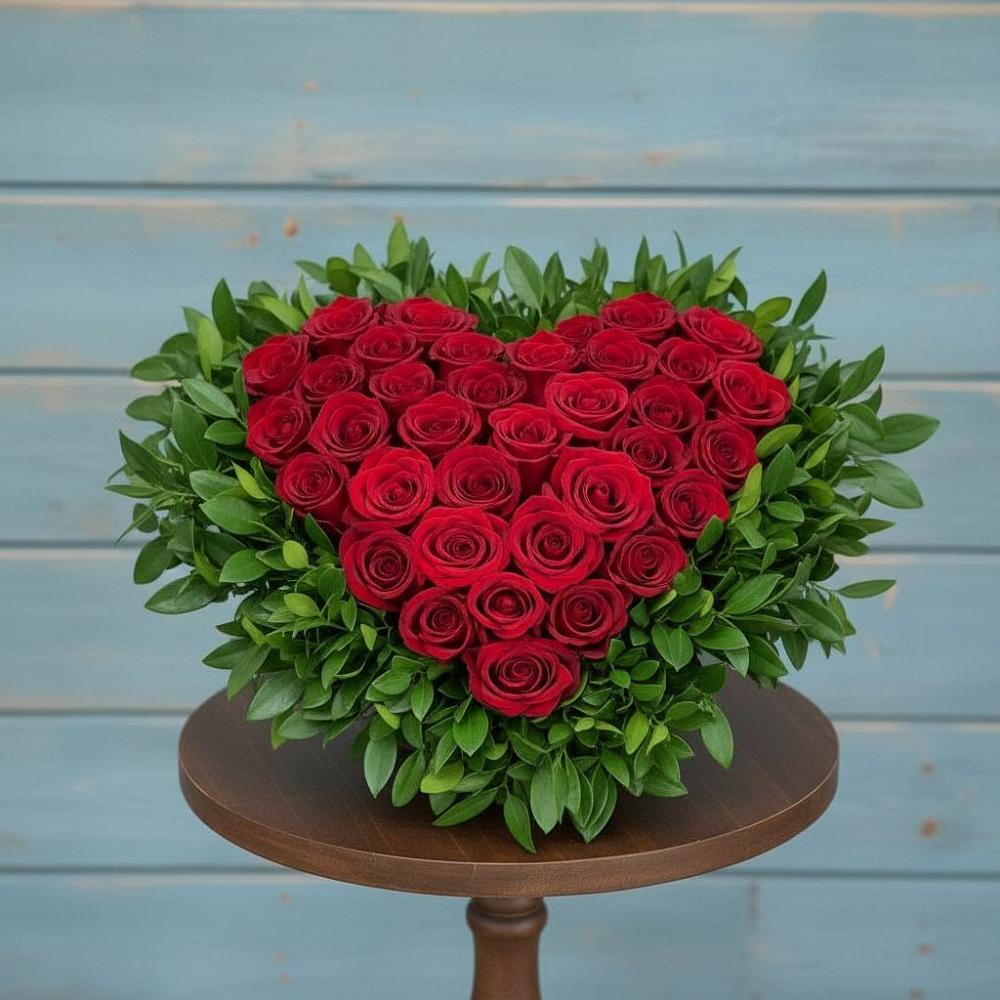 Цветочная композиция из Розы в виде сердца в Ханты-Мансийске