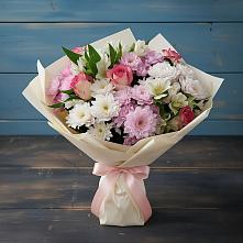 Букет цветов из:  Хризантемы, Альстромерии и Розы в Ханты-Мансийске