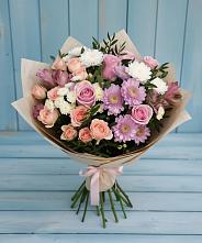 Букет цветов из:  Хризантемы, Розы и Альстромерии #REPLACE_PRED# Ханты-Мансийске