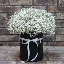 Цветочная композиция из Гипсофила в шляпной коробке в Ханты-Мансийске
